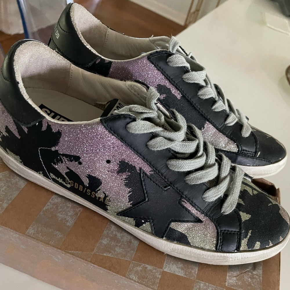 Golden goose superstar glitter palm trees size 38